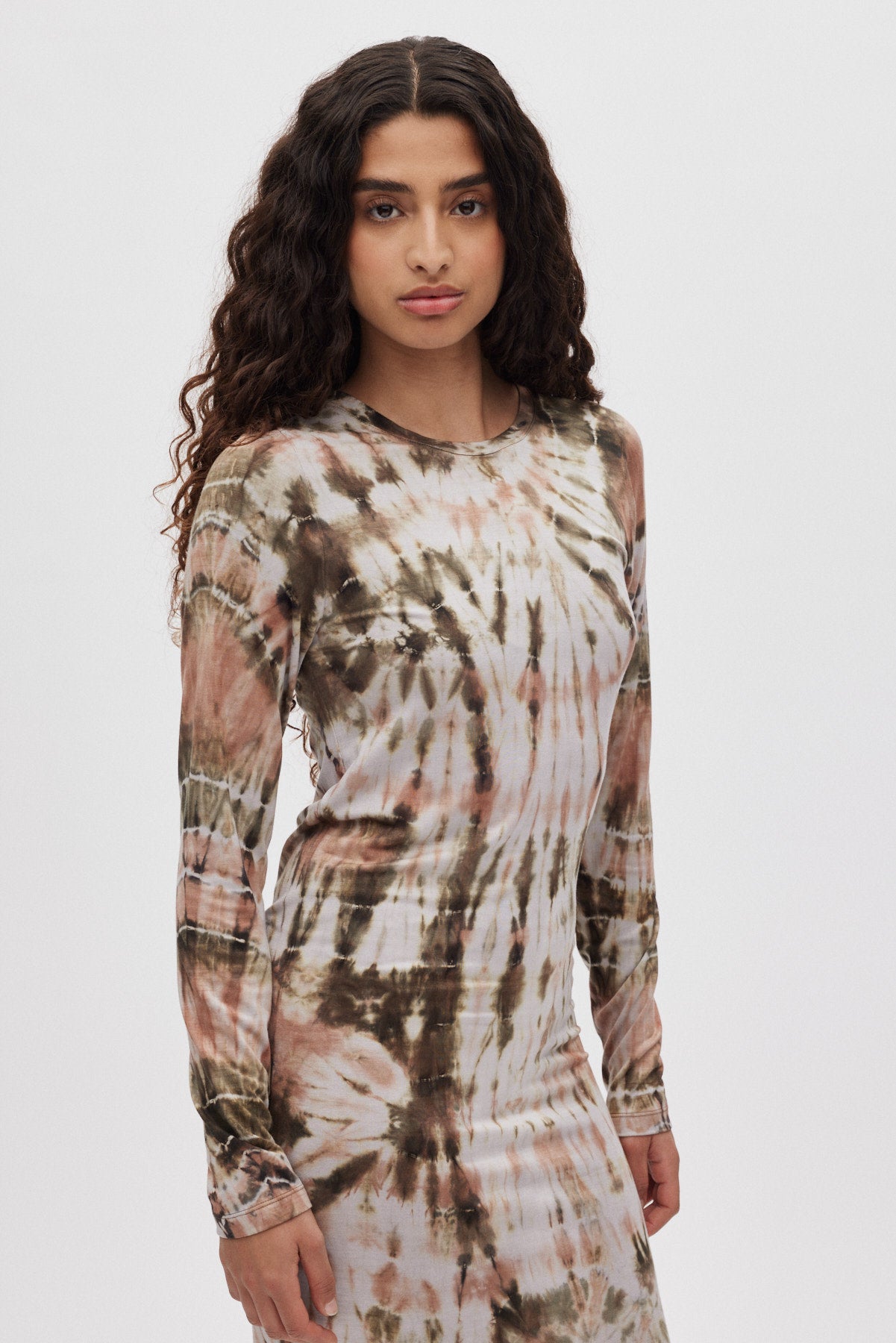Simi - Lava long jersey dress I Rust combo 4 - Rabens Saloner