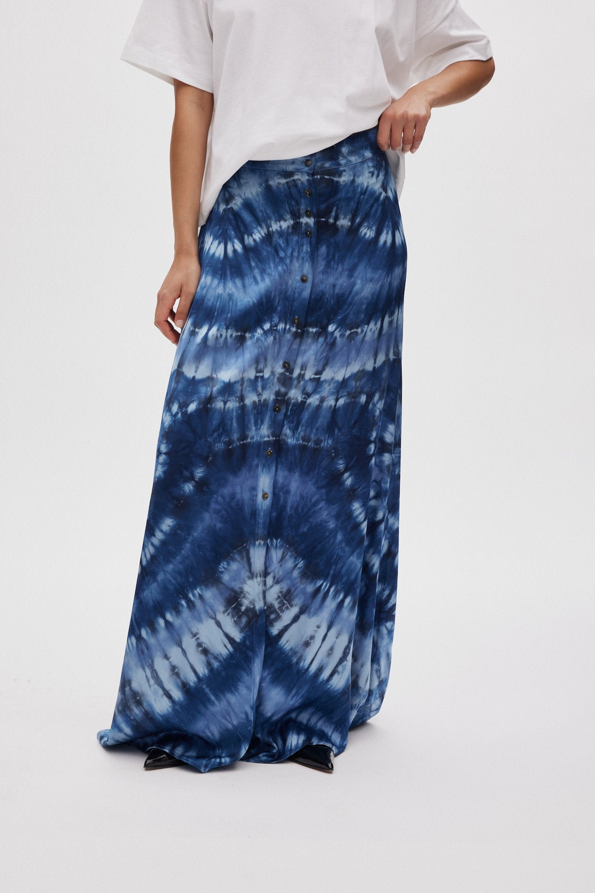 Henriette - Lava print button skirt I Blue combo 2 - Rabens Saloner