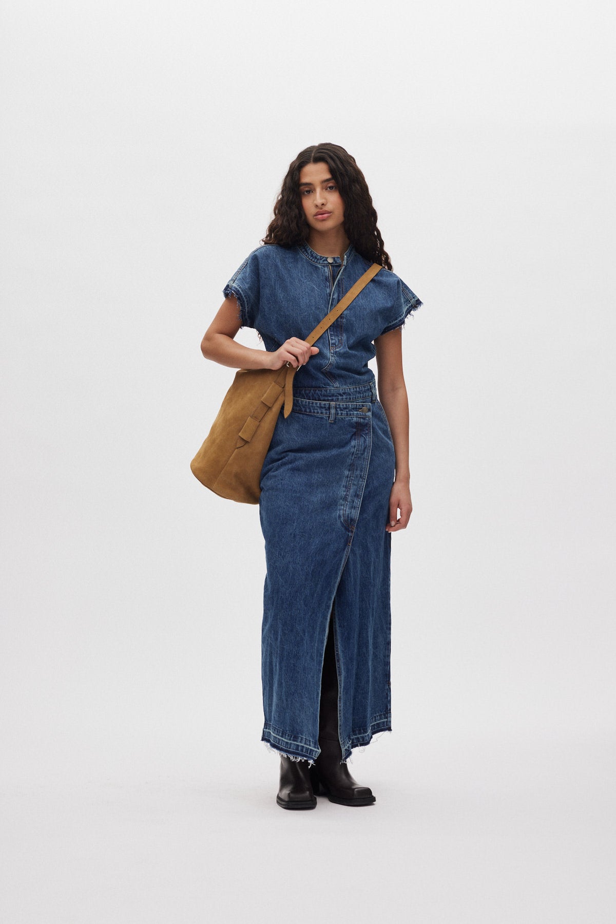 Shamika - Heavy suede shoulder bag I Whiskey 3 - Rabens Saloner