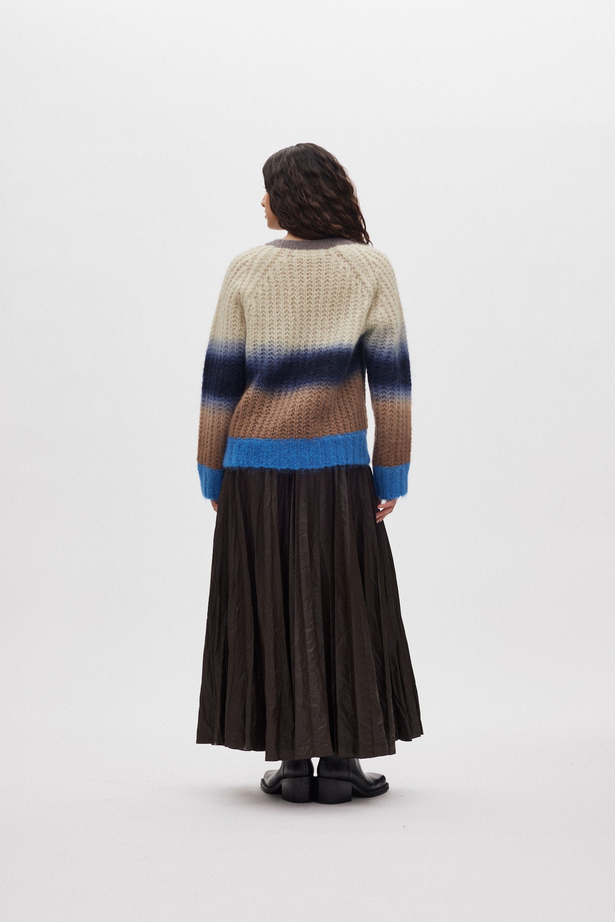 Jasmin - Faded knit boxy sweater I Blue combo 3 - Rabens Saloner