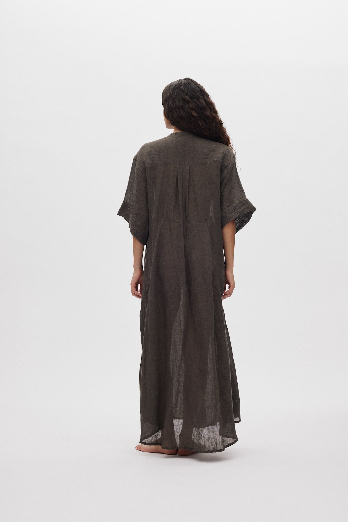 Susi - Crinkled long kaftan I Faded black 5 - Rabens Saloner