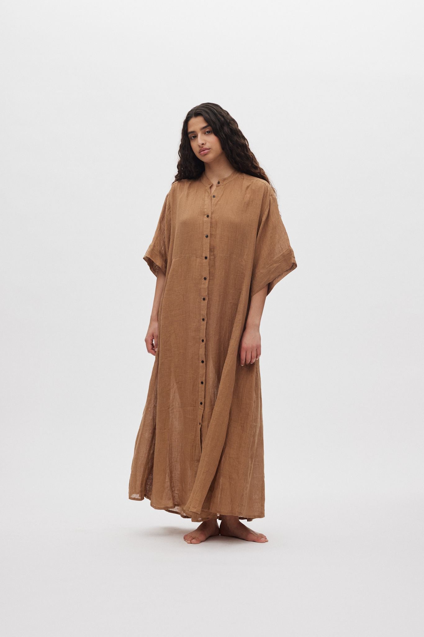 Susi - Crinkled long kaftan I Walnut 8 - Rabens Saloner