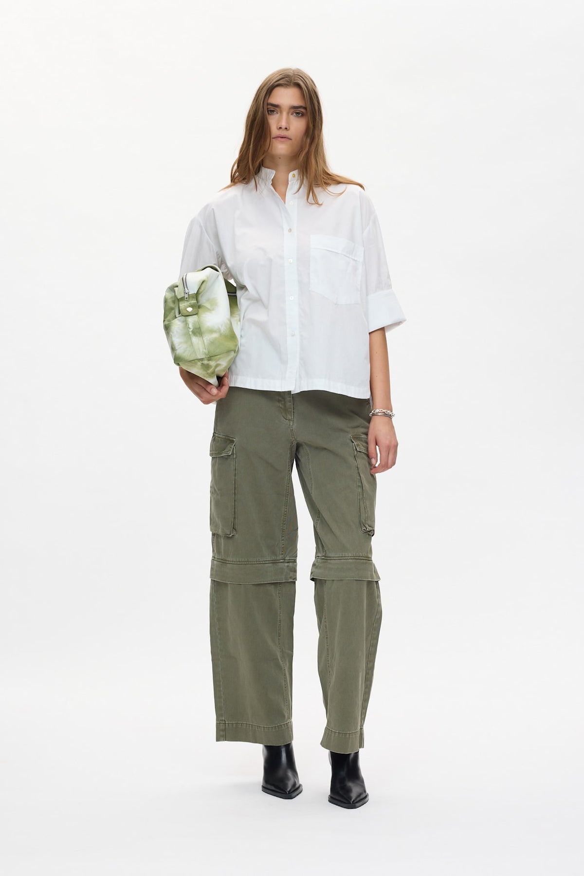 Frema - Canvas cargo pants I Washed sage 1 - Rabens Saloner