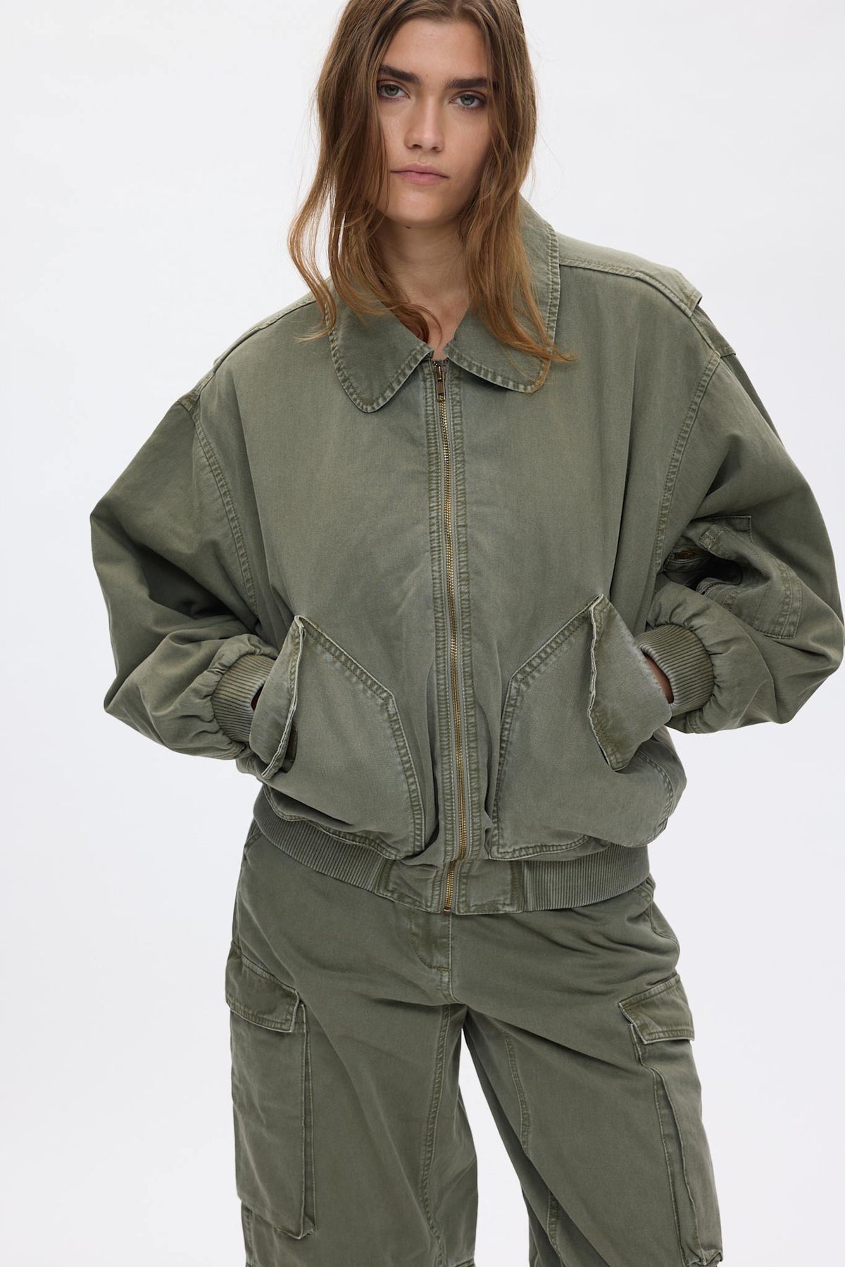 Ezmira - Canvas padded bomber I Washed sage Washed sage XS 2 - Rabens Saloner