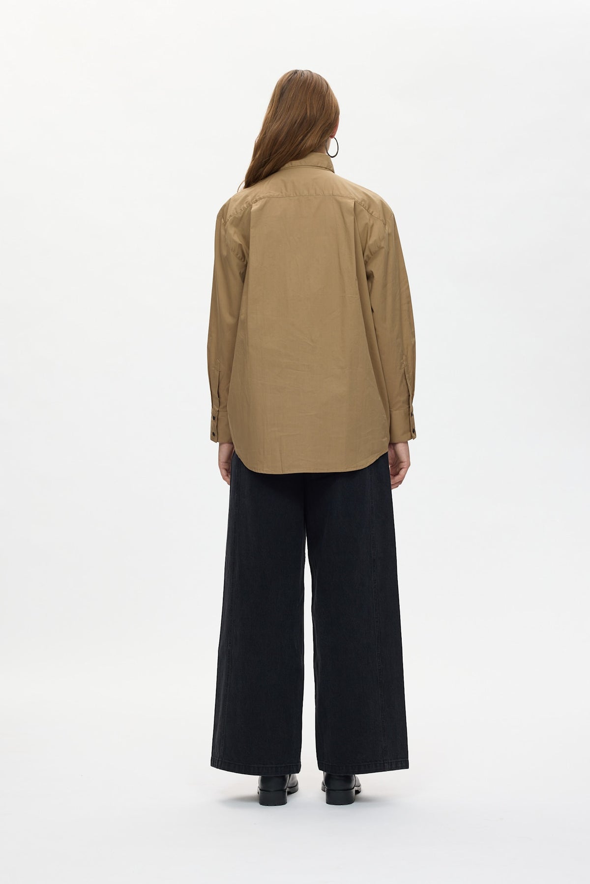 Dim - Poplin front frill shirt I Havanna brown 3 - Rabens Saloner