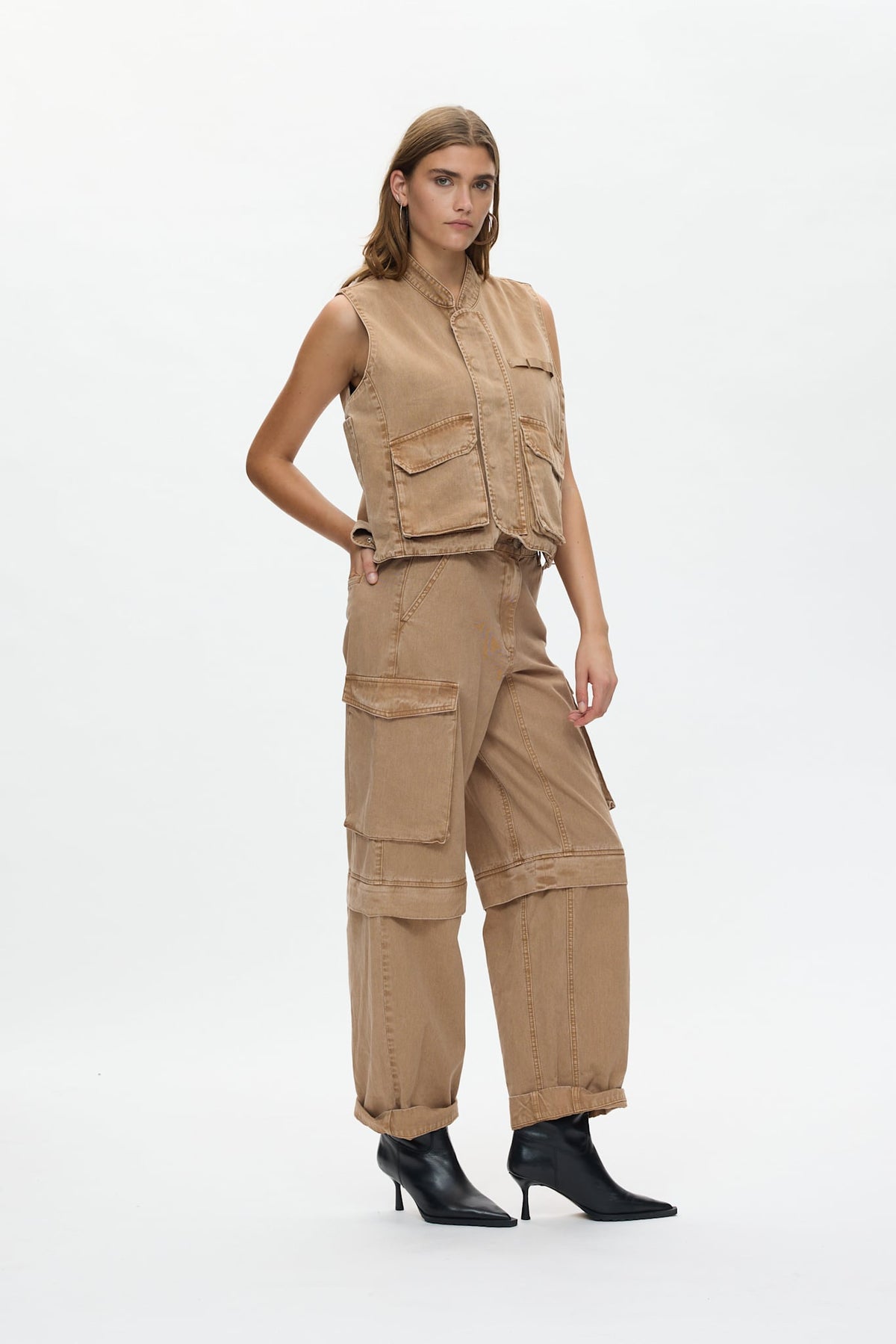 Beena - Canvas vest I Washed tobacco 4 - Rabens Saloner