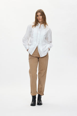 Dim - Poplin front frill shirt I White White XS 1 - Rabens Saloner