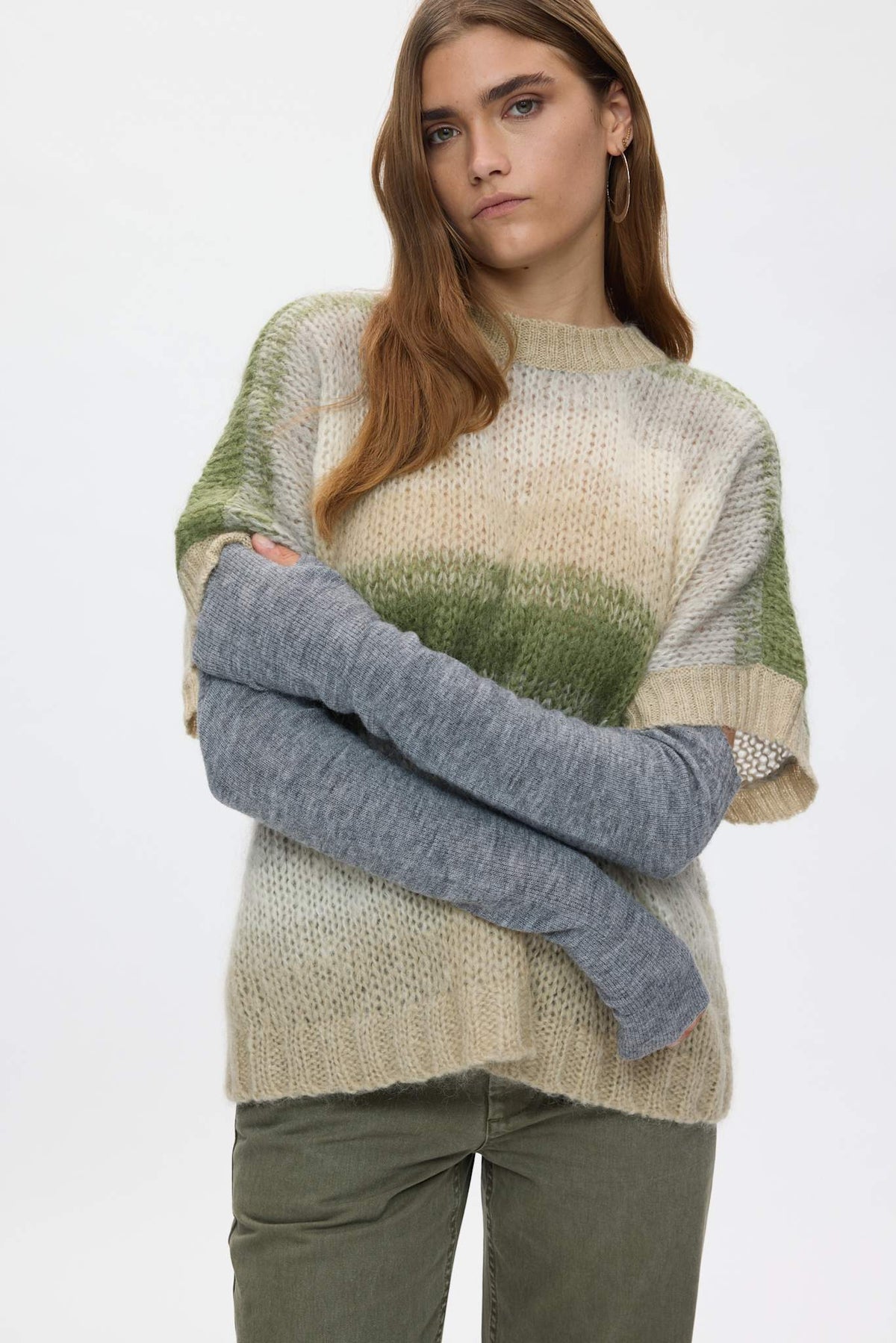Maggi - Blurred yarn oversize t-shirt I Light camel combo 1 - Rabens Saloner