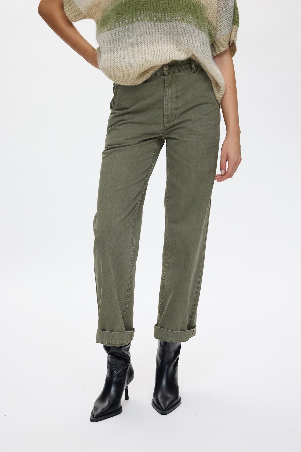 Sabina - Canvas pants I Washed sage 2 - Rabens Saloner