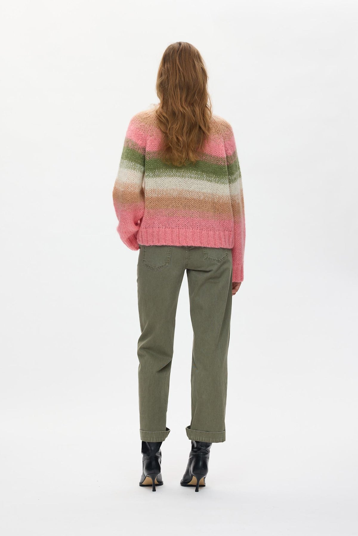 Jasmin - Blurred yarn boxy sweater I Pink combo 3 - Rabens Saloner