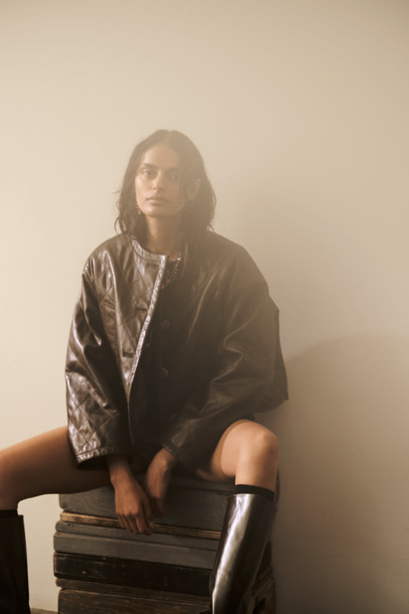 Berra - Quilted leather jacket I Olive 12 - Rabens Saloner