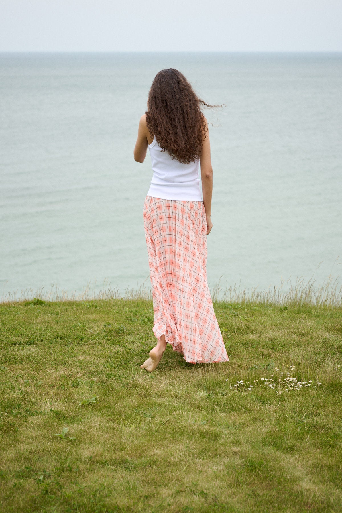 Saki - Transparent check skirt I Mandarin pleat 8 - Rabens Saloner