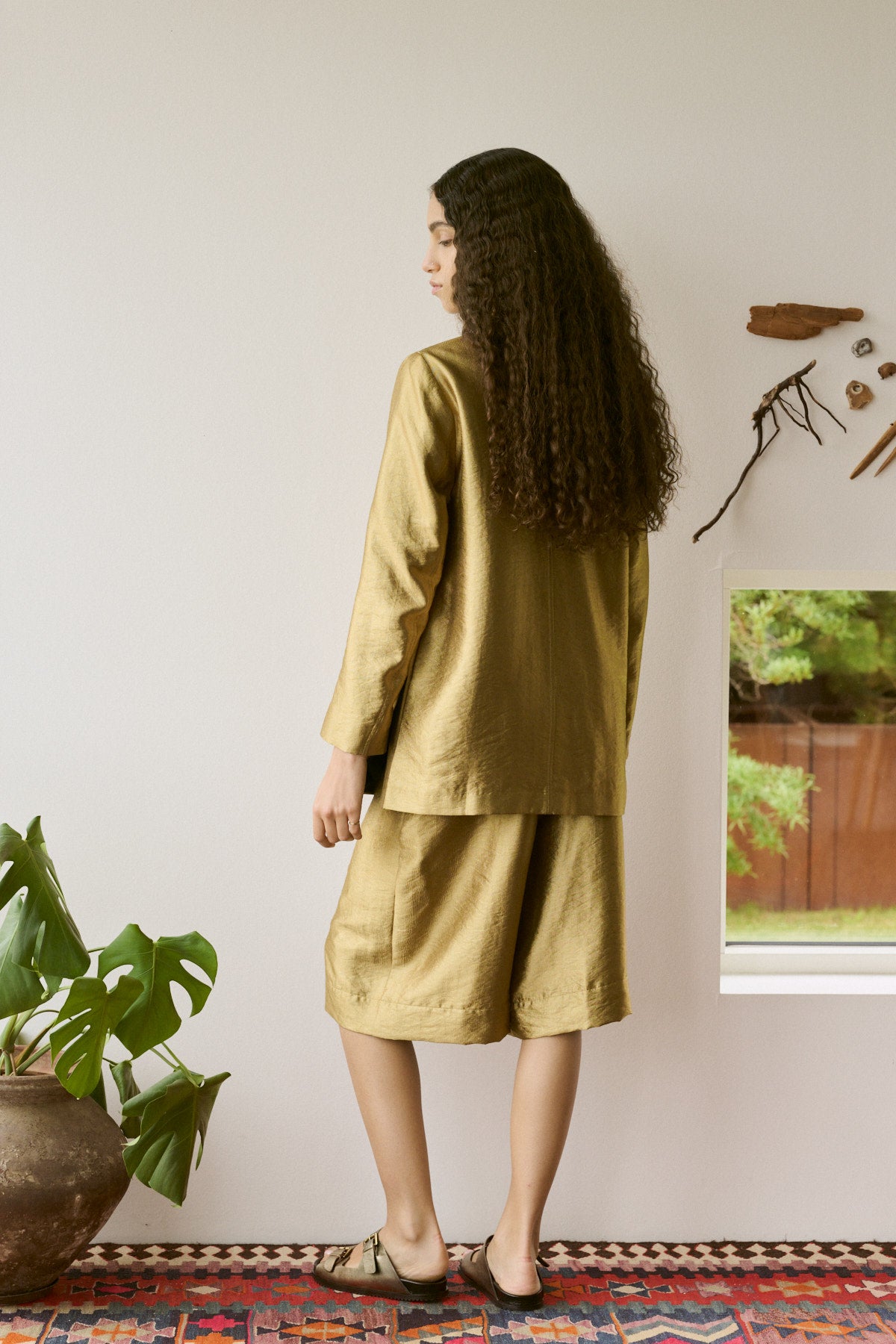 Feliza - Woven gold shorts I Gold 12 - Rabens Saloner
