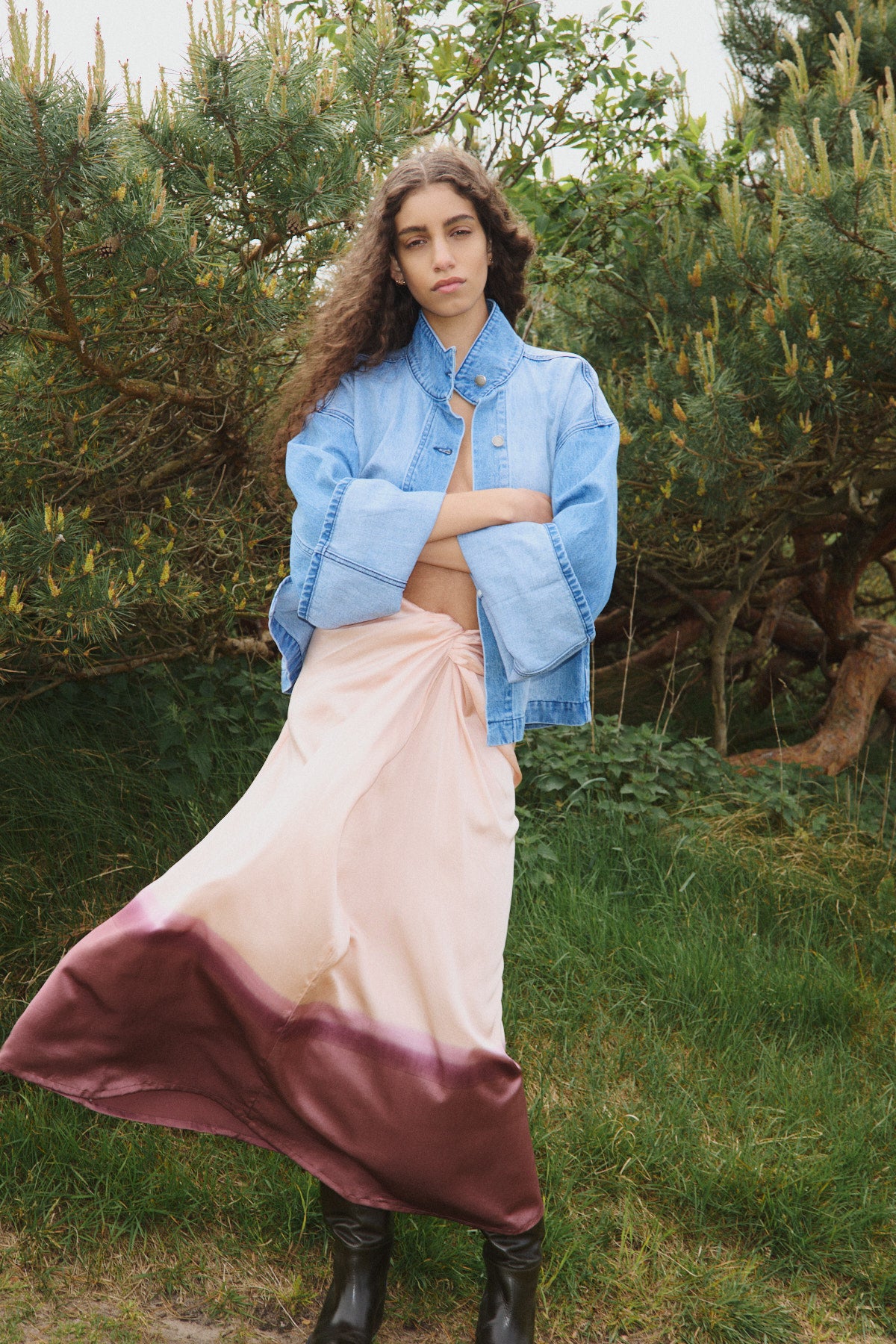 Rojin - Horizon drape front skirt I Blush combo 4 - Rabens Saloner