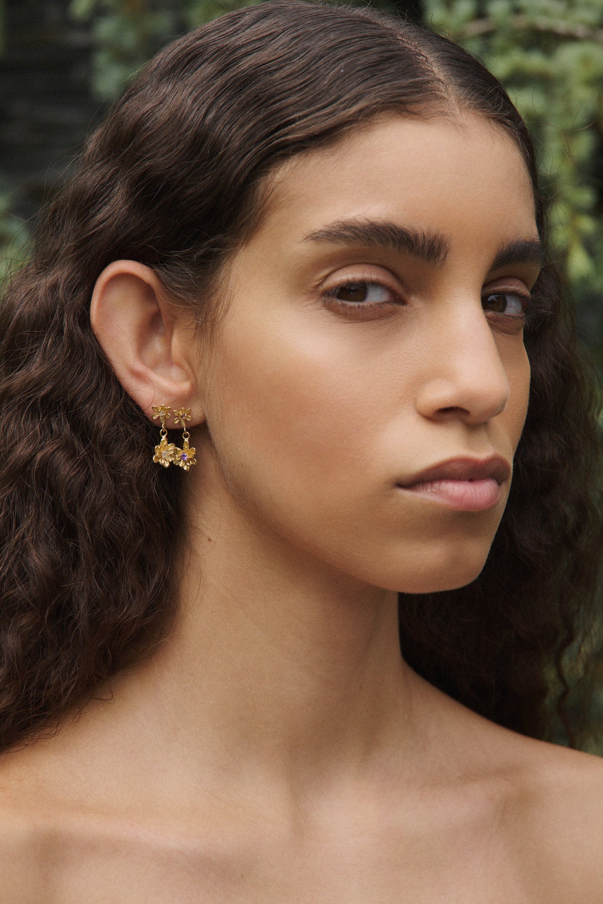 Double Flower Earring - Nafsu I White Zirconia 2 - Rabens Saloner