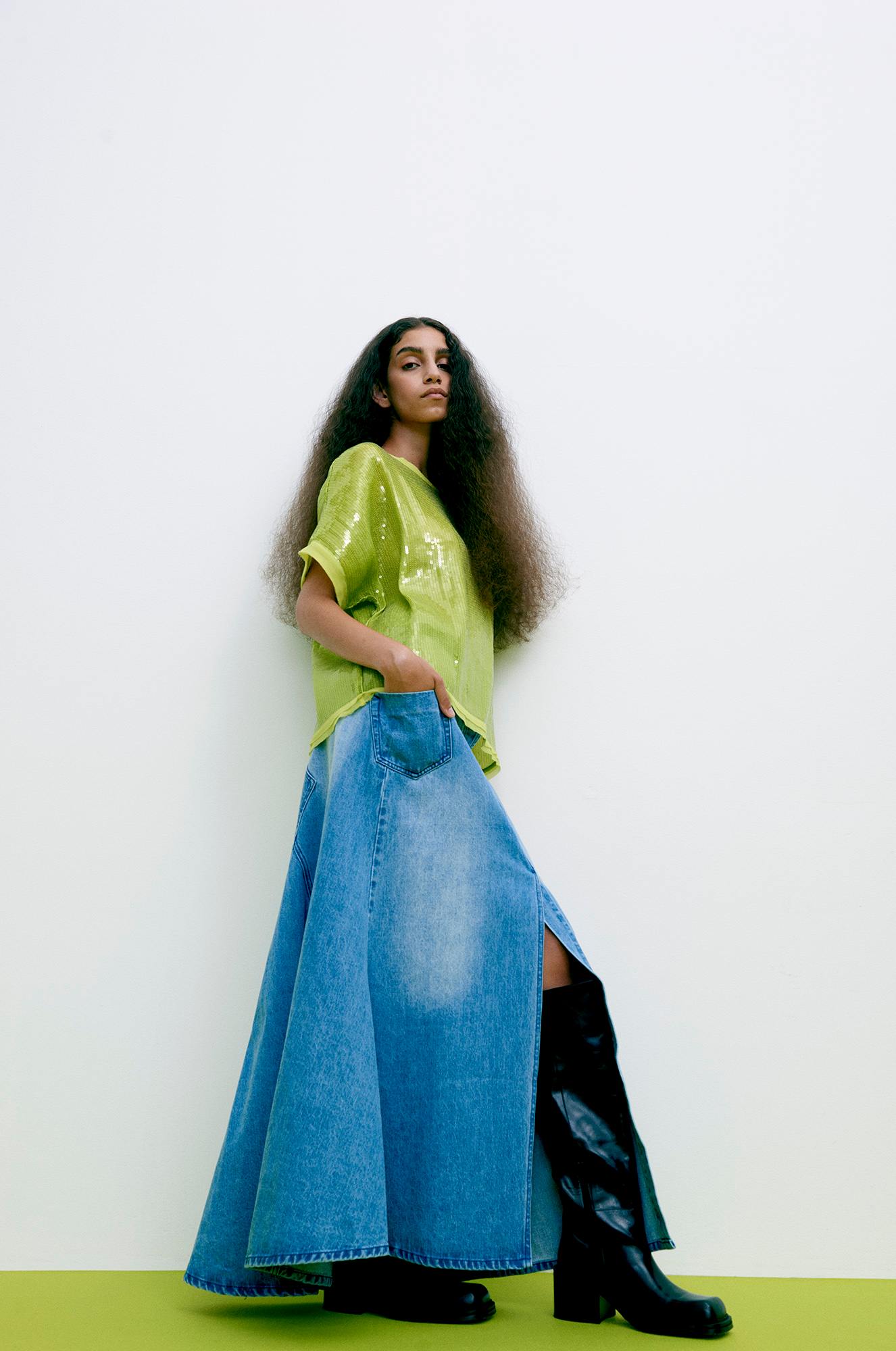 Emmali - Denim long skirt I Light washed denim 6 - Rabens Saloner