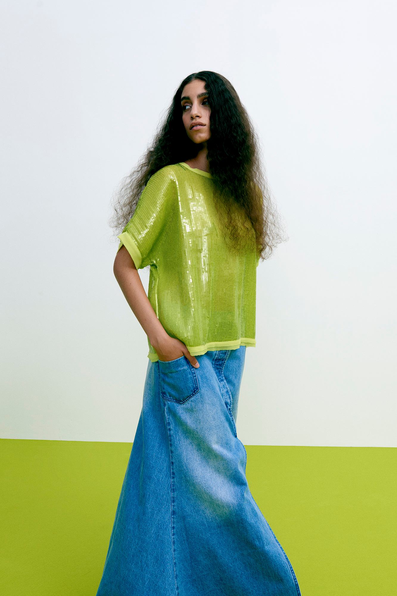 Emmali - Denim long skirt I Light washed denim 8 - Rabens Saloner