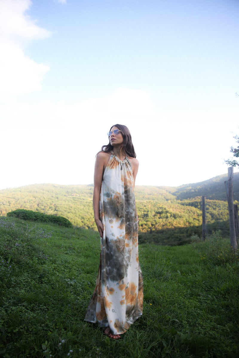 Hope - Abstract halter dress I Forest combo 4 - Rabens Saloner