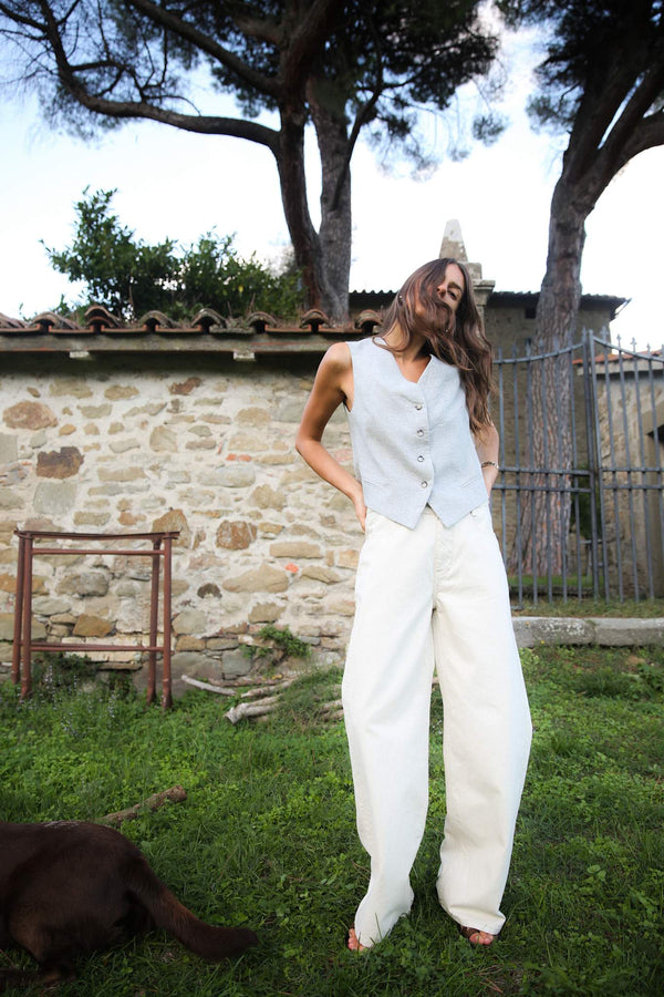 Fellini - Denim ecru straight pants I Ecru 1 - Rabens Saloner