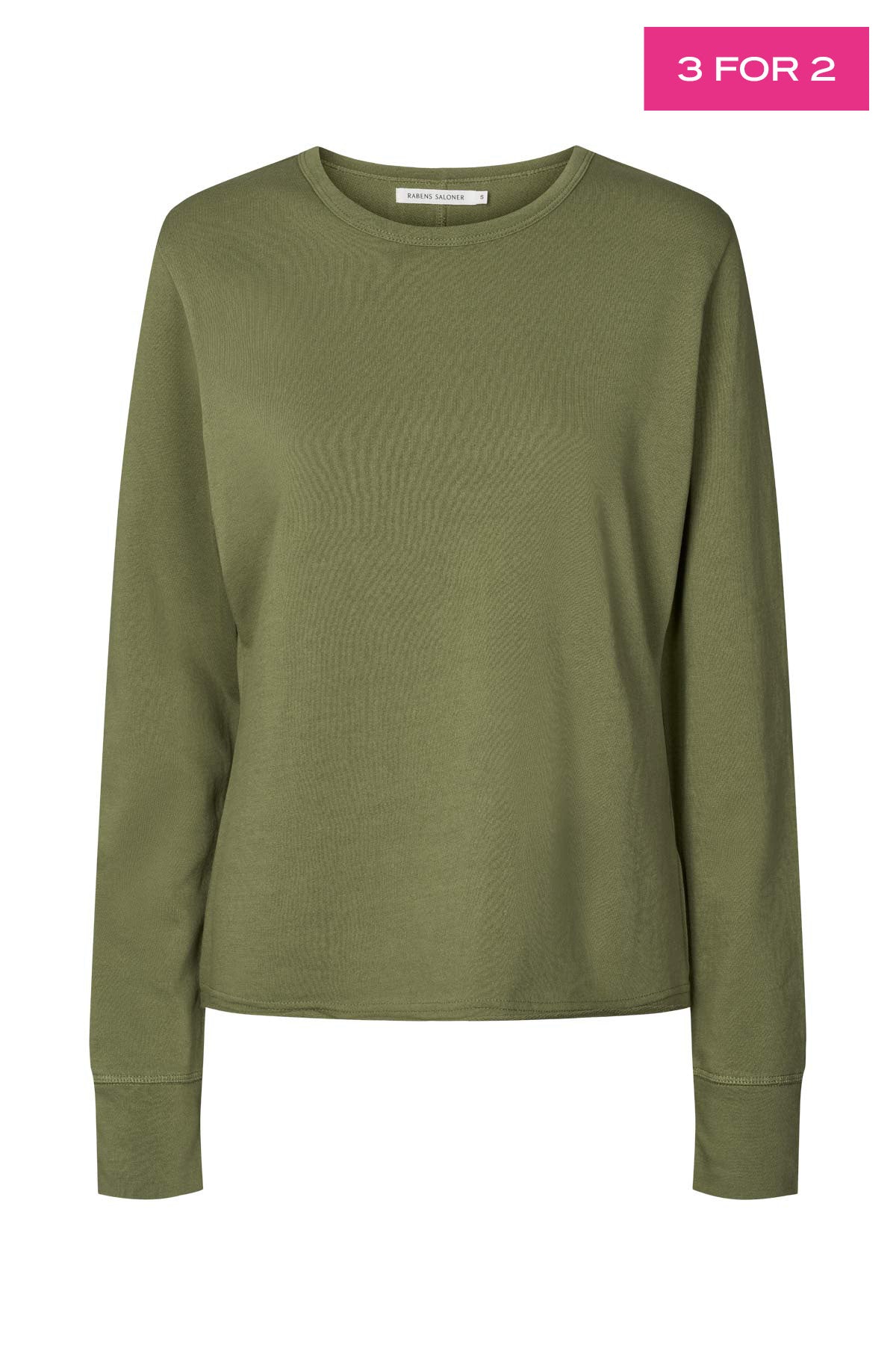 Hila - Light stretch crew neck top I Loden green 1 - Rabens Saloner