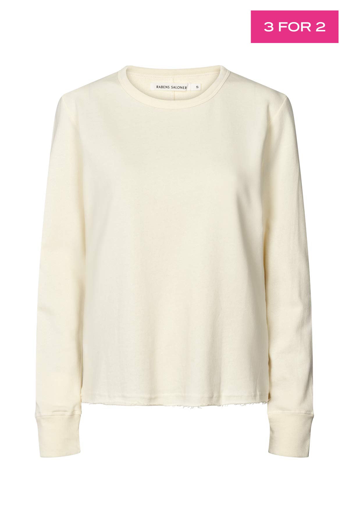 Hila - Light stretch crew neck top I Winter white 1 - Rabens Saloner