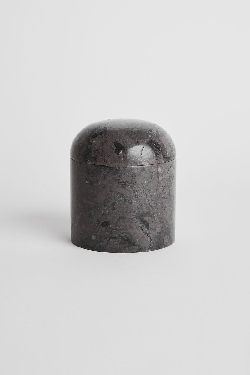 Large Marble Jar with Lid - 13x11 cm I Dark Grey Dark Grey H: 13 cm Ø:11 cm 1 - Rabens Saloner