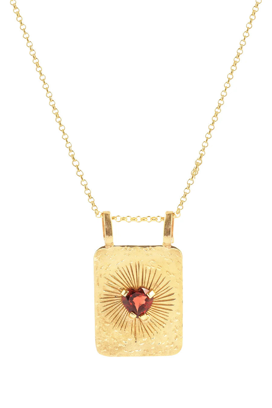 Heart pendant necklace - Nafsu I Gold w/ red stone 1 - Rabens Saloner