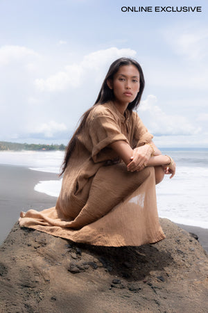 Susi - Crinkled long kaftan I Walnut Walnut XS 1 - Rabens Saloner