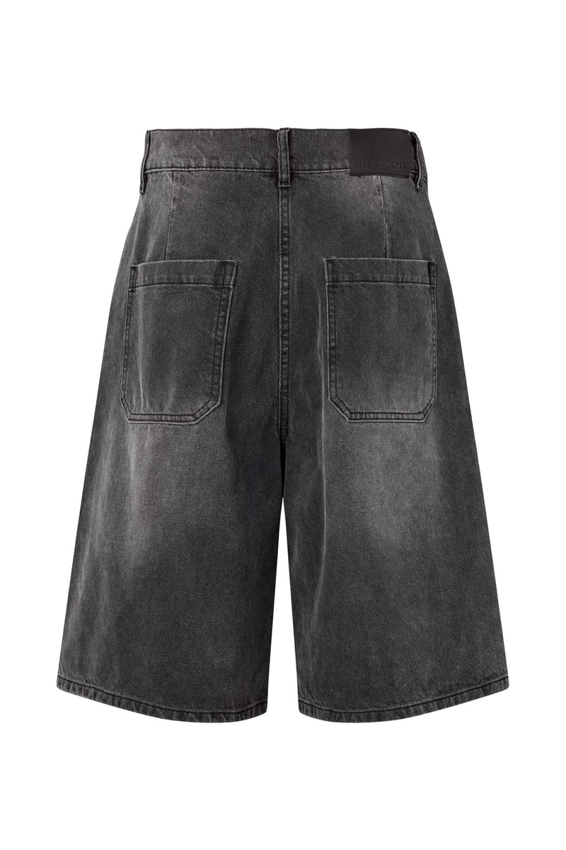 Denim black wide shorts - Raha I Washed black denim    3 - Rabens Saloner