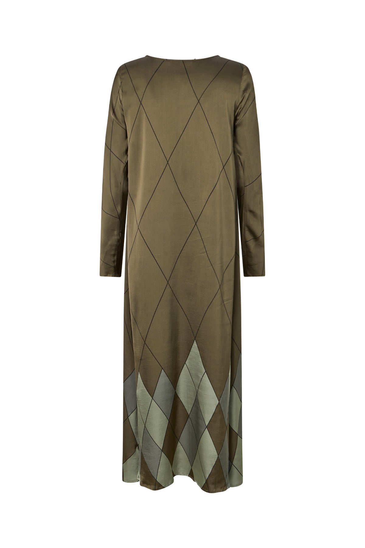 Miv - Diamond print flare dress I Olive combo 5 - Rabens Saloner