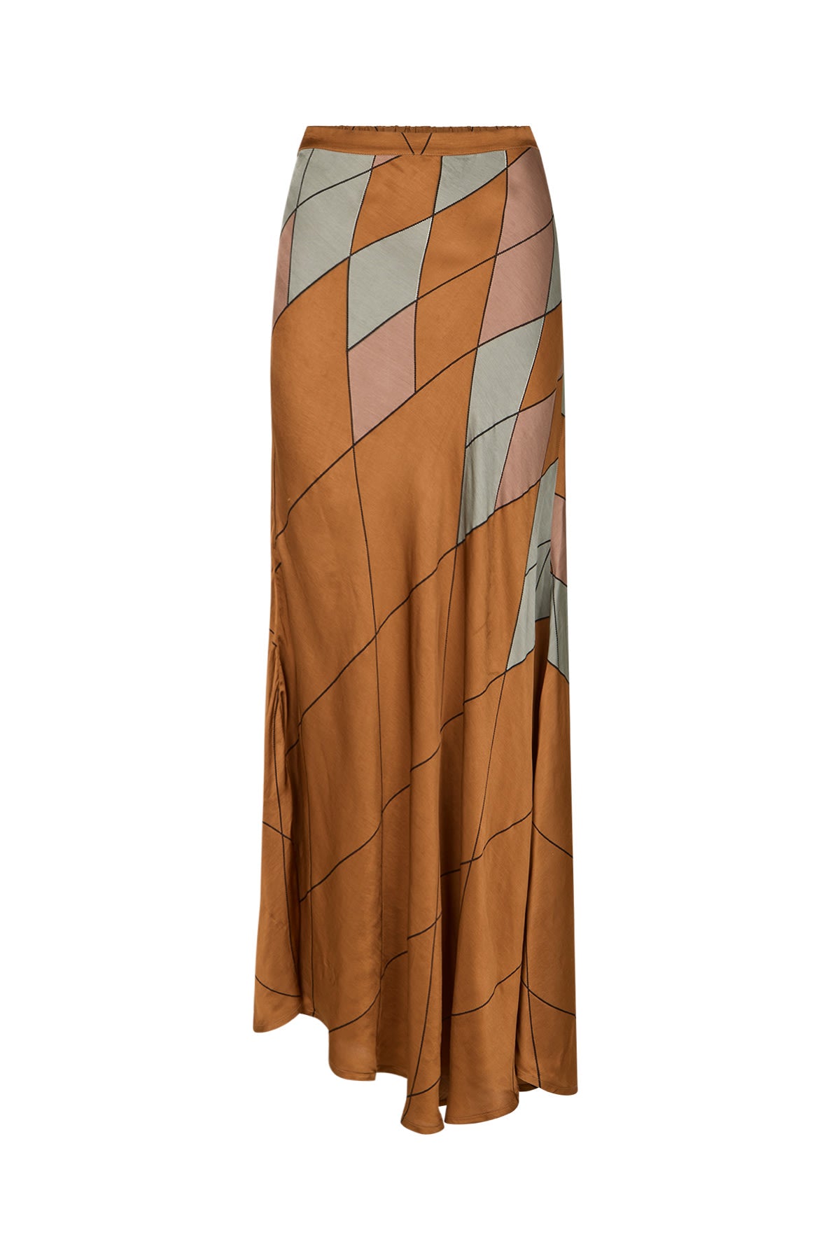 Mumle - Diamond print bias skirt I Rust combo Rust combo XS 4 - Rabens Saloner