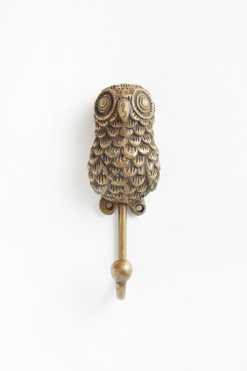 Owl brass hook - Hook 16 cm I Matte brass 1 - Rabens Saloner