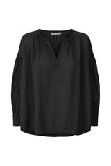 Charlot - Cotton gathered sleeve blouse I Black Black XS  3 - Rabens Saloner