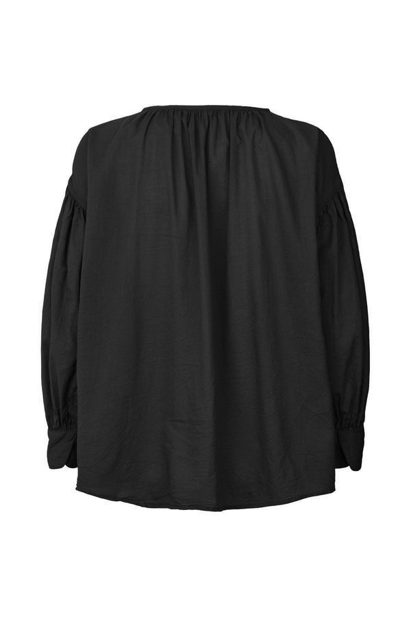 Charlot - Cotton gathered sleeve blouse I Black    2 - Rabens Saloner