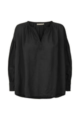 Charlot - Cotton gathered sleeve blouse I Black Black XS  1 - Rabens Saloner