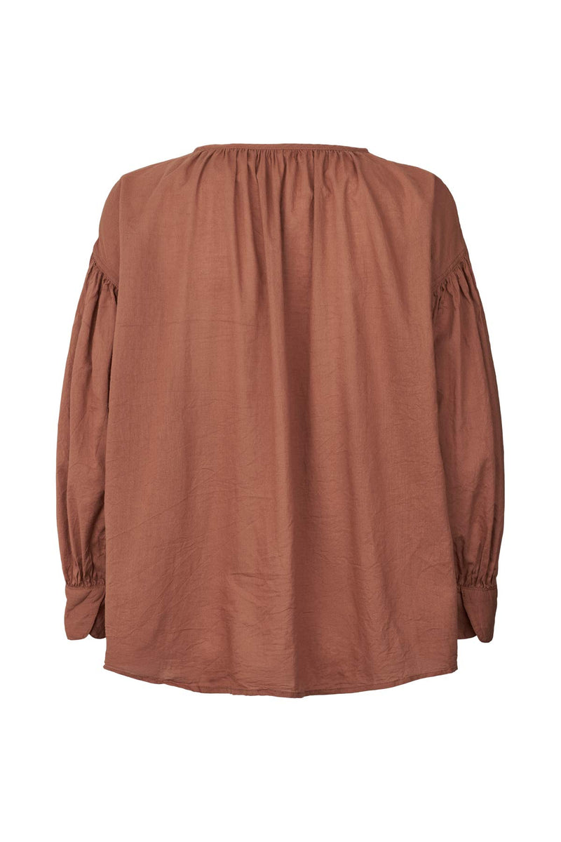 Charlot - Cotton gathered sleeve blouse I Nougat    4 - Rabens Saloner
