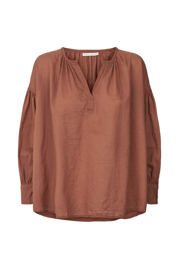 Charlot - Cotton gathered sleeve blouse I Nougat Nougat XS  2 - Rabens Saloner