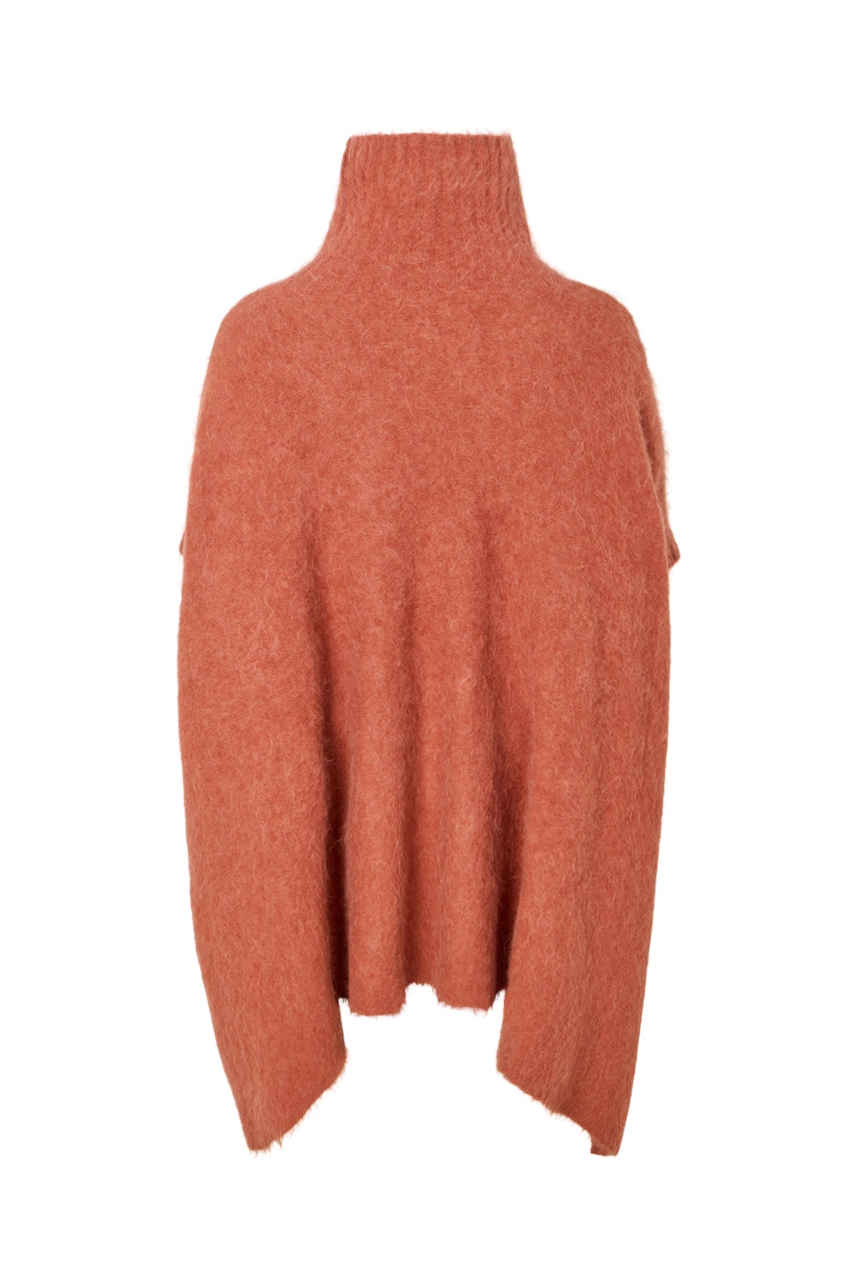 Dede - Fluffy knit poncho I Redwood 5 - Rabens Saloner