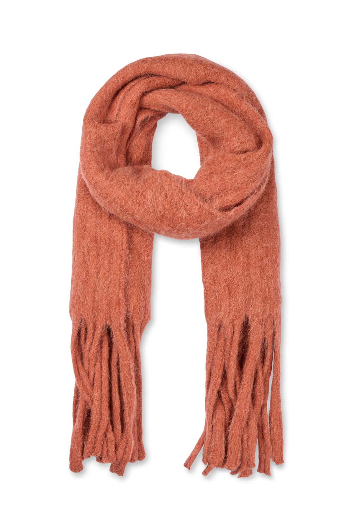 Emillia - Fluffy knit scarf I Redwood Redwood O/S 2 - Rabens Saloner