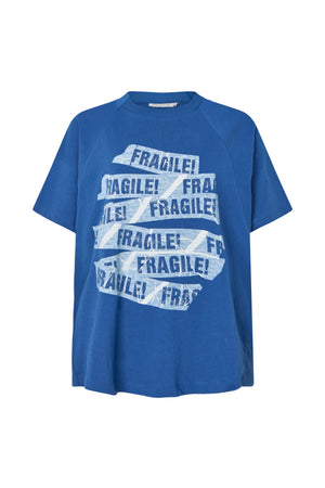 Ary - Fragile boxy t-shirt I Blue Blue XS/S 4 - Rabens Saloner
