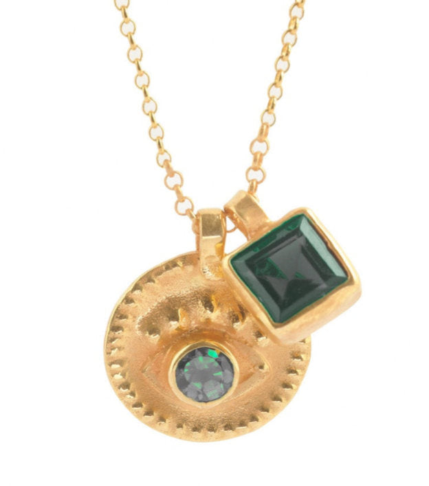 Nafsu - Necklace w/eye and square pendant I Green combo Green combo 1 - Rabens Saloner