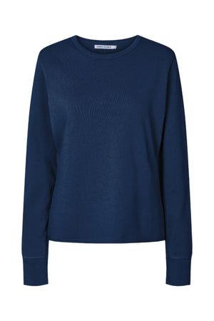 Hila - Light stretch crew neck top I Navy Navy XS  1 - Rabens Saloner