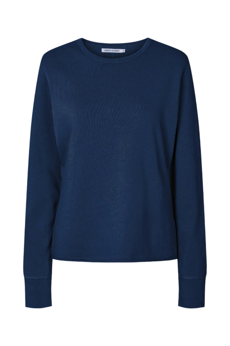 Hila - Light stretch crew neck top I Navy Navy XS  1 - Rabens Saloner