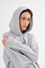 Helena - Knit lounge over size hoodie I Mole melange 5 - Rabens Saloner