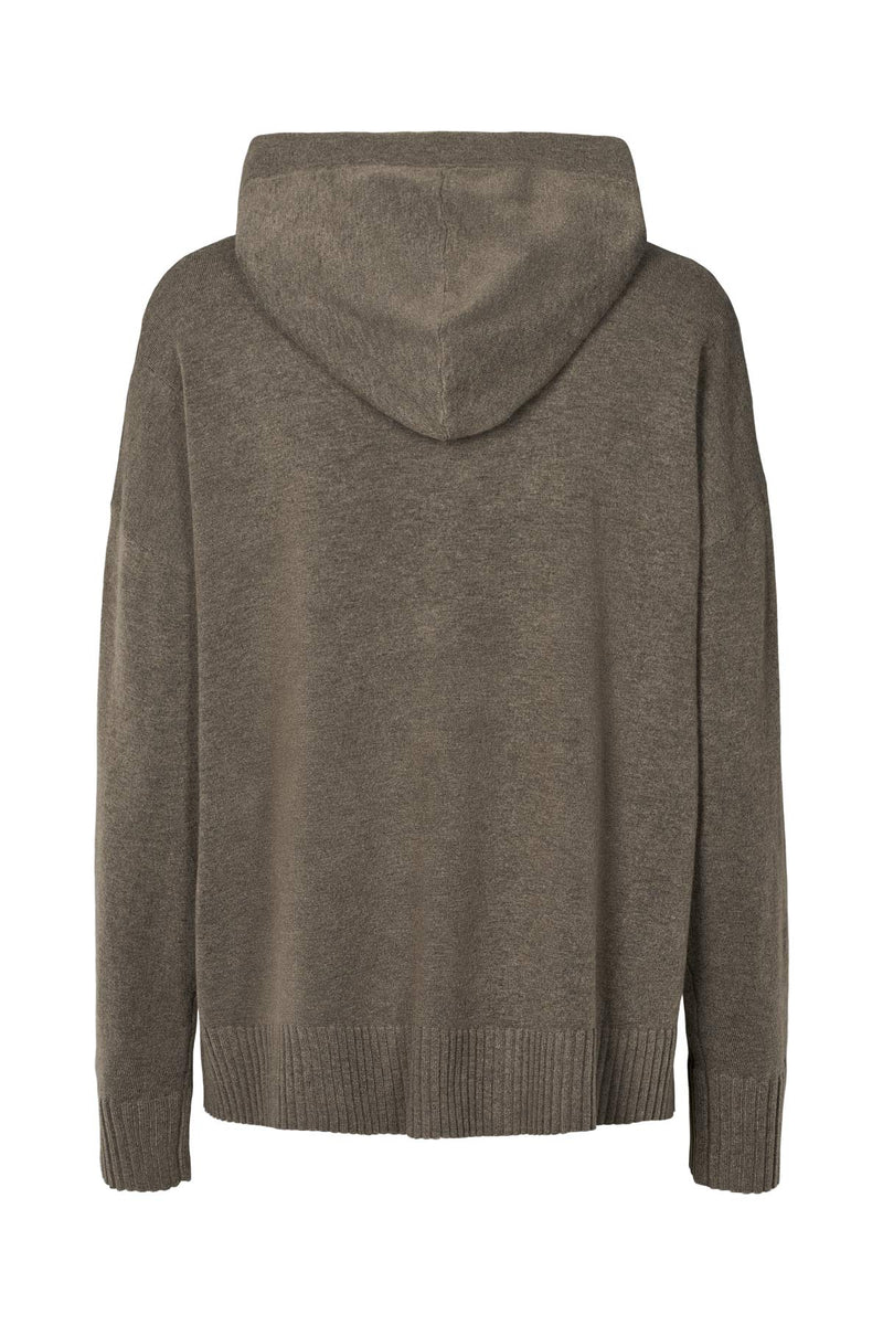 Helena - Knit lounge over size hoodie I Mole melange 2 - Rabens Saloner