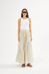 Polonia - Angled gather skirt I Oyster 2 - Rabens Saloner