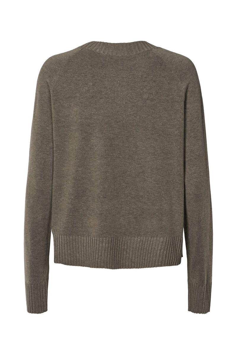 Ruca - Knit lounge boxy sweater I Mole melange 2 - Rabens Saloner