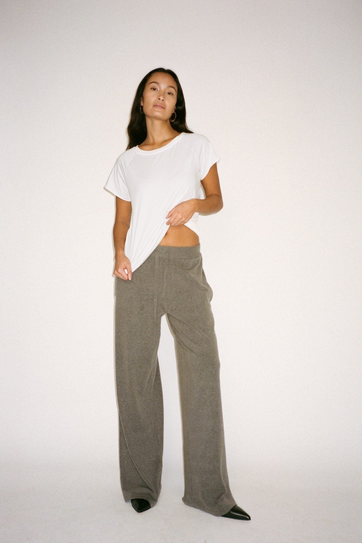 Filine - Knit lounge wide pants I Mole melange 3 - Rabens Saloner
