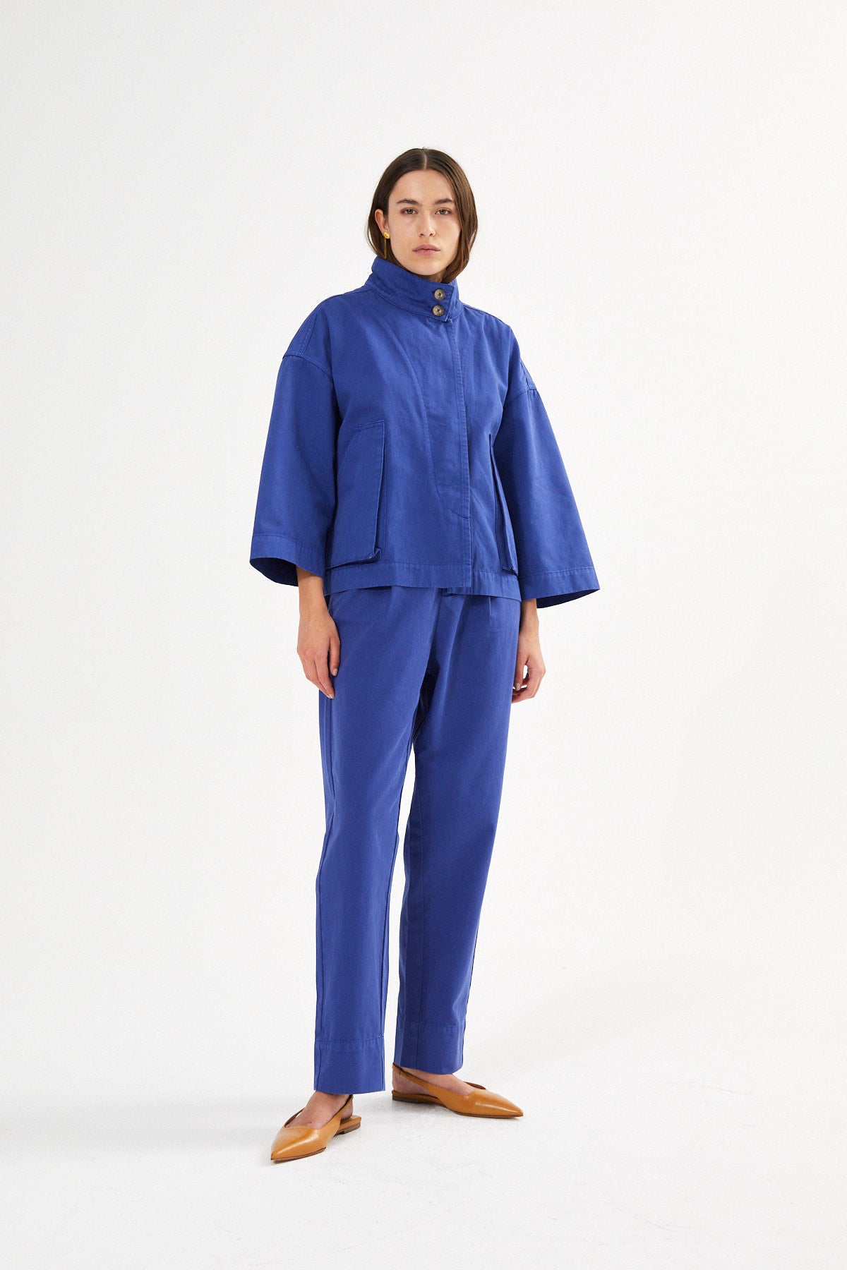 Raina - Canvas light pleat pant I Workwear blue 1 - Rabens Saloner