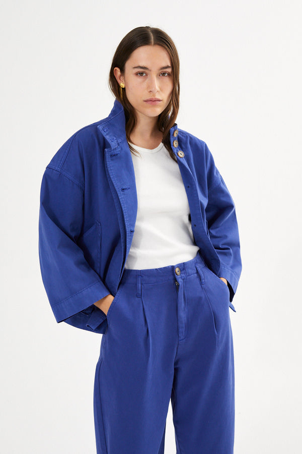 Raina - Canvas light pleat pant I Workwear blue 2 - Rabens Saloner